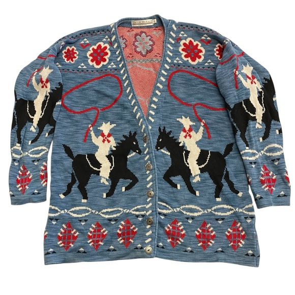 Delia McKain Sweaters - Delia McKain~Vintage Western Cowboy Sweater~Cardigan Large
